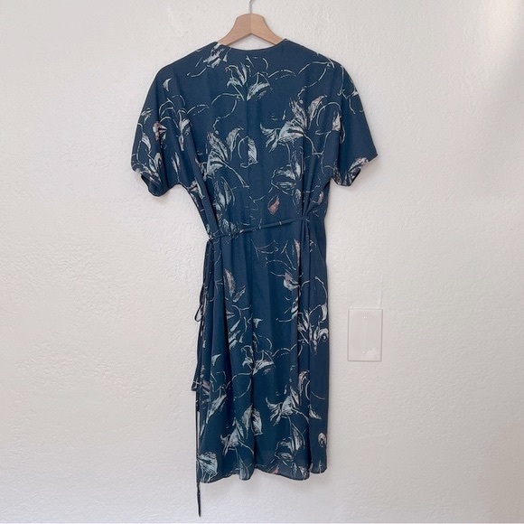Aritzia Babaton Wallace Turquoise Blue Floral Wrap Dress, Size S - Picture 4 of 5